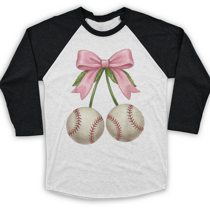 Baseball Girls Women Coquette Pink Bow Baseball Baseball Raglan Shirt Baseball Girls Women Coquette Pink Bow Baseball Baseball Raglan Shirt