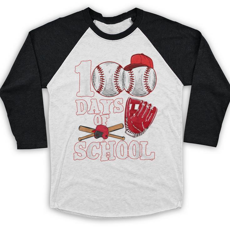 Baseball Happy 100 Days Of School Boy Girl Kid Teacher Baseball Raglan Shirt