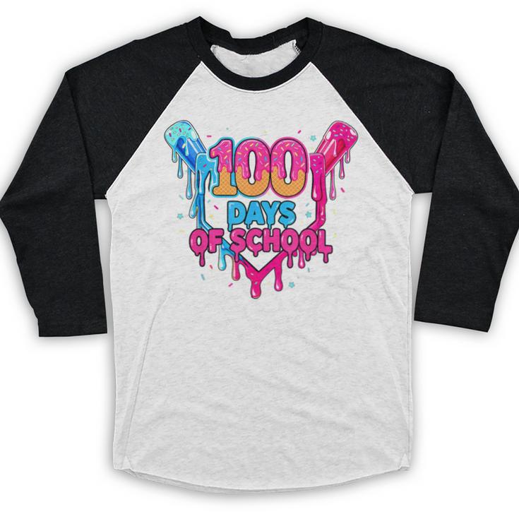 Baseball Ice Cream Drip 100 Days Of School Boys Girls 100th Baseball Raglan Shirt Baseball Ice Cream Drip 100 Days Of School Boys Girls 100th Baseball Raglan Shirt