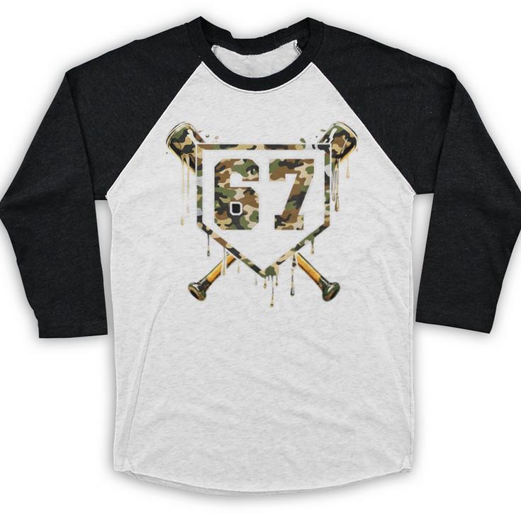 Baseball Ice Cream Drip 67 Camo Six Seven Meme Baseball Raglan Shirt