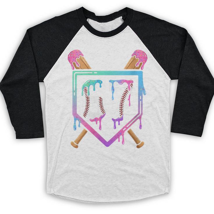 Baseball Ice Cream Drip 67 Player Dabbing Six Seven Boys Baseball Raglan Shirt