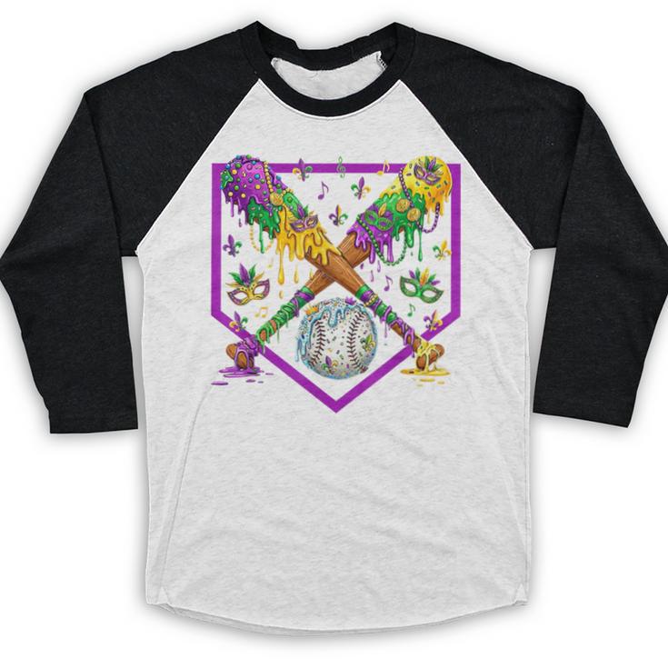 Baseball Ice Cream Drip Boys Mardi Gras Carnival Party Mask Baseball Raglan Shirt Baseball Ice Cream Drip Boys Mardi Gras Carnival Party Mask Baseball Raglan Shirt
