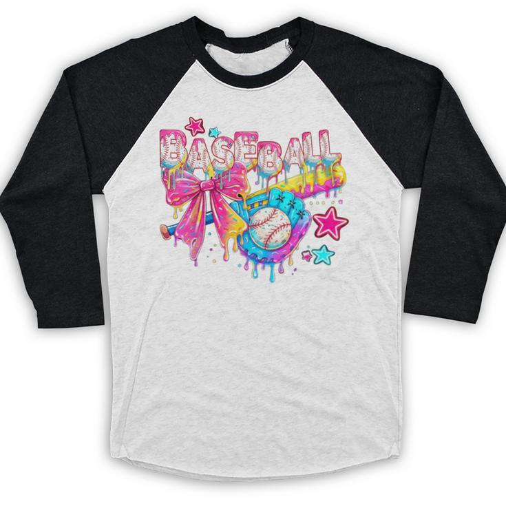 Baseball Ice Cream Drip Coquette Women Girls Mom Mama Baseball Raglan Shirt