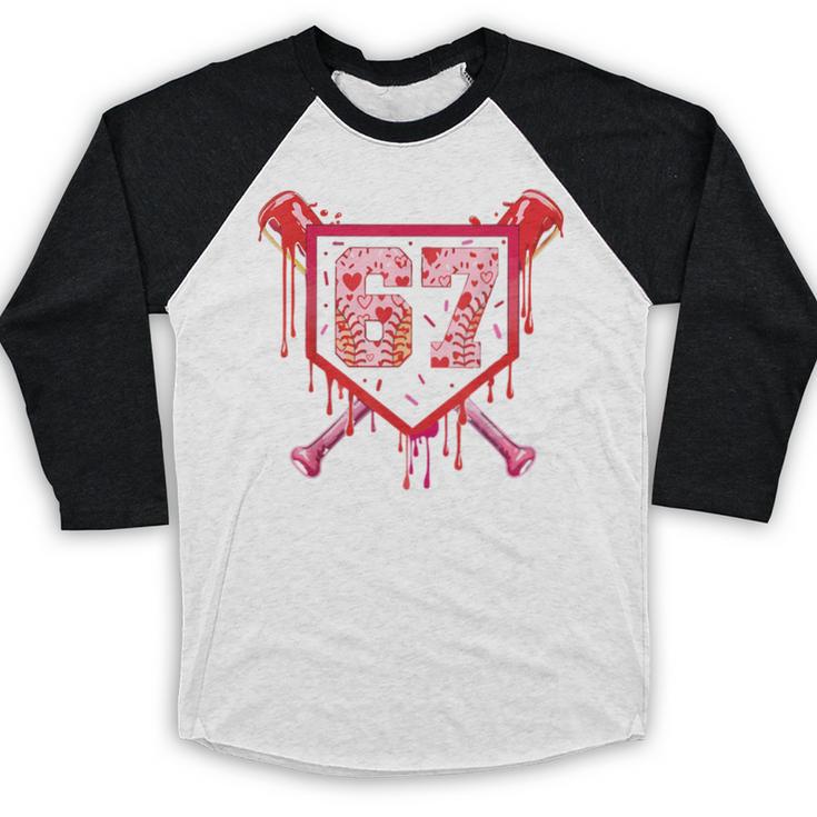 Baseball Ice Cream Drip Number 67 Meme Valentine Couple Love Baseball Raglan Shirt Baseball Ice Cream Drip Number 67 Meme Valentine Couple Love Baseball Raglan Shirt