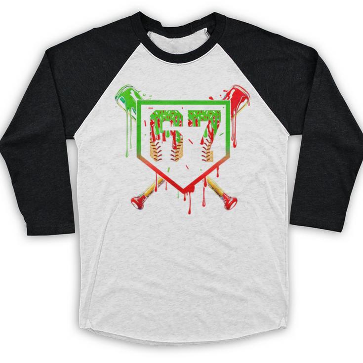 Baseball Ice Cream Drip Number 67 Player 6 7 Christmas Pjs Baseball Raglan Shirt Baseball Ice Cream Drip Number 67 Player 6 7 Christmas Pjs Baseball Raglan Shirt