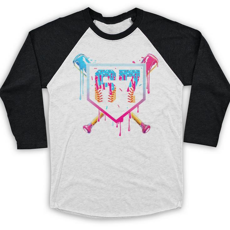 Baseball Ice Cream Drip Number 67 Player 67th Birthday Baseball Raglan Shirt Baseball Ice Cream Drip Number 67 Player 67th Birthday Baseball Raglan Shirt