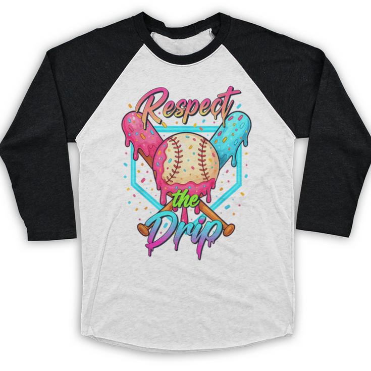 Baseball Ice Cream Drip Number 67 Player 67 Respect The Drip Baseball Raglan Shirt