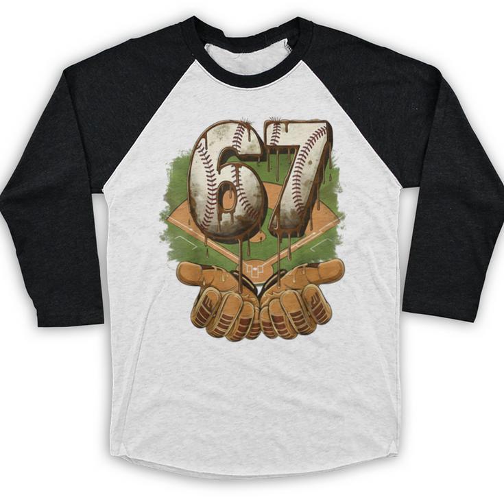 Baseball Ice Cream Drip Number 67 Playground Player 67th Baseball Raglan Shirt Baseball Ice Cream Drip Number 67 Playground Player 67th Baseball Raglan Shirt