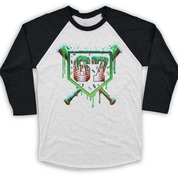 Baseball Ice Cream Drip Number 67 Six Seven Meme Christmas Baseball Raglan Shirt
