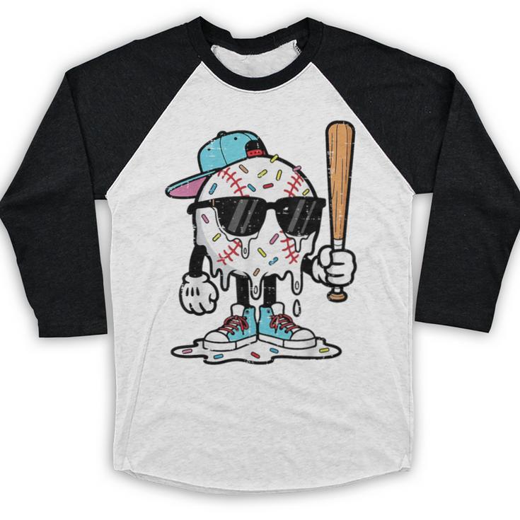 Baseball Ice Cream Drip Sports Boys Kids Youth Men Baseball Raglan Shirt