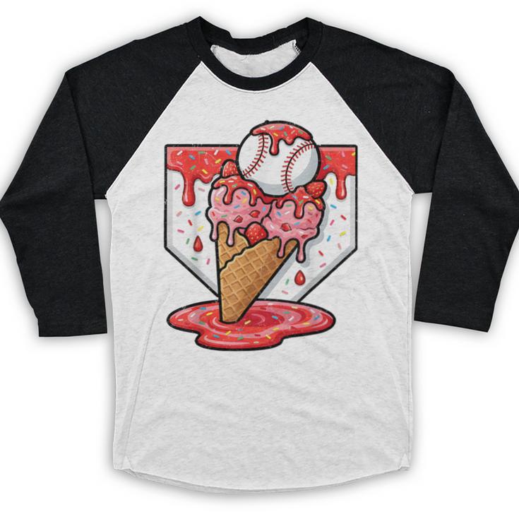 Baseball Ice Cream Drip Baseball Strawberry For Youth Red Baseball Raglan Shirt Baseball Ice Cream Drip Baseball Strawberry For Youth Red Baseball Raglan Shirt