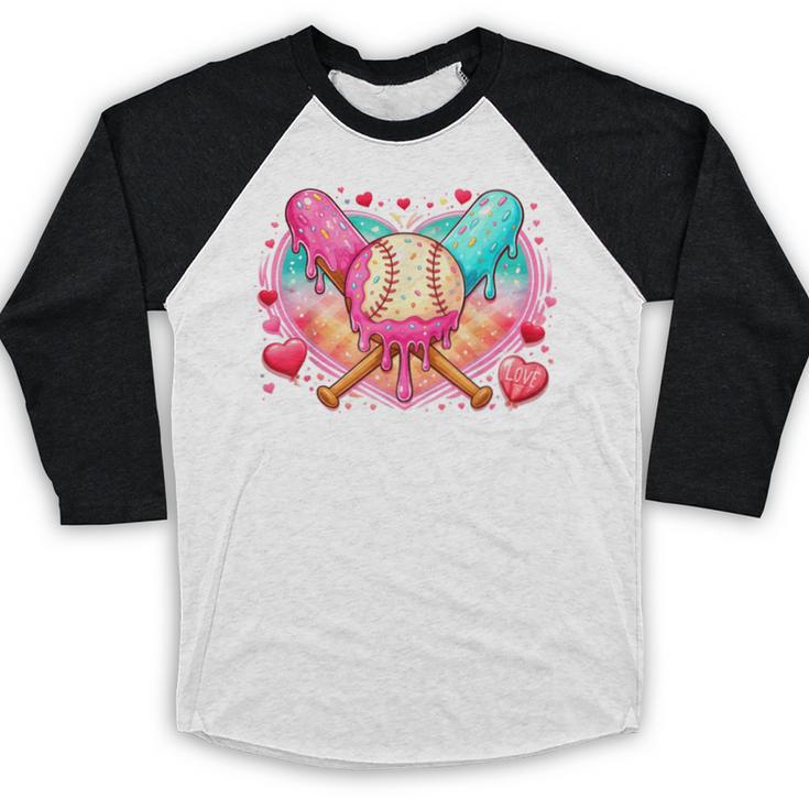 Baseball Ice Cream Drip Style Melt Ice Cream Youth Boys Baseball Raglan Shirt Baseball Ice Cream Drip Style Melt Ice Cream Youth Boys Baseball Raglan Shirt