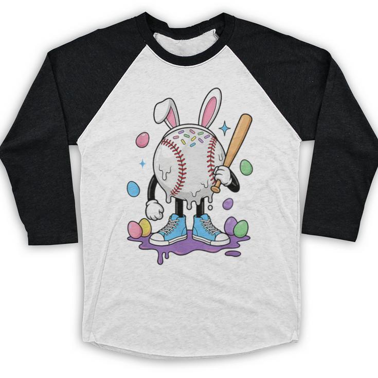 Baseball Ice Cream Drip Youth Boys Cute Easter Sports Baseball Raglan Shirt