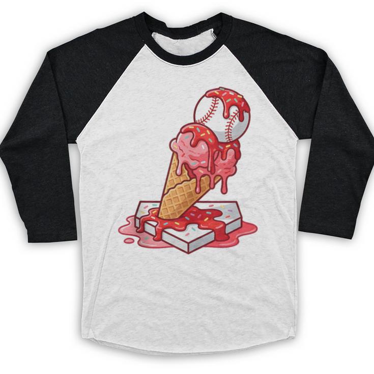 Baseball Ice Cream Drip Youth Strawberry Baseball Red Baseball Raglan Shirt Baseball Ice Cream Drip Youth Strawberry Baseball Red Baseball Raglan Shirt