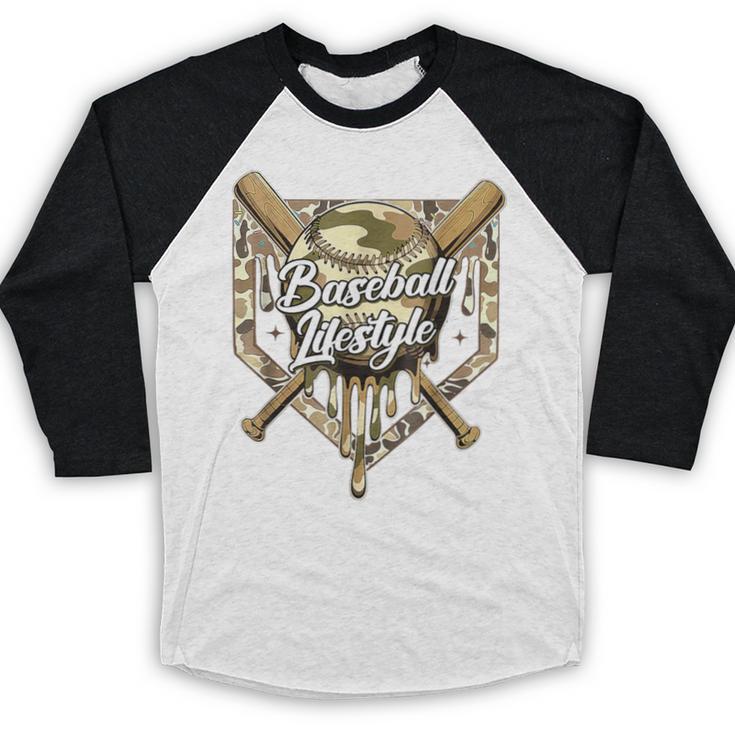 Baseball Life Lifestyle Home Plate Camo Ice Cream Drip Kids Baseball Raglan Shirt