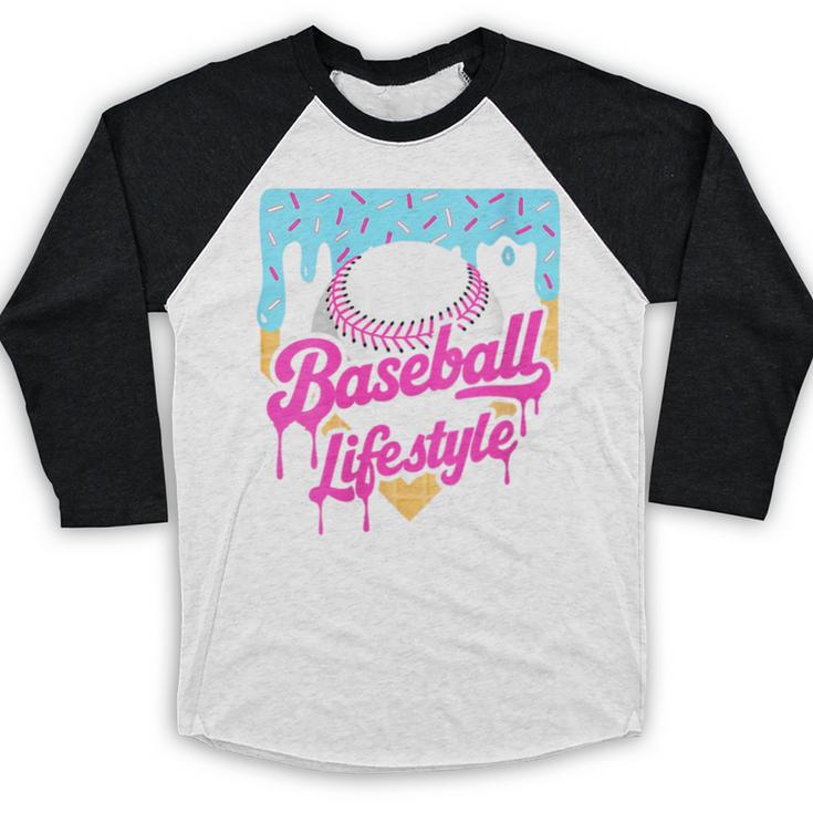 Baseball Life Lifestyle Home Plate Ice Cream Drip Men Boys Baseball Raglan Shirt Baseball Life Lifestyle Home Plate Ice Cream Drip Men Boys Baseball Raglan Shirt