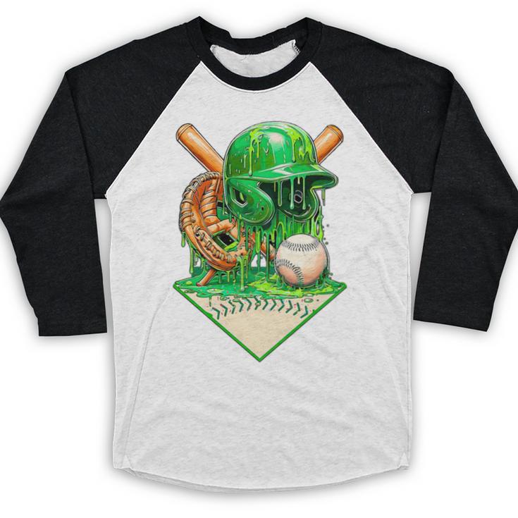 Baseball Life Style Ice Cream Drip Green Premium Tri-Blend Baseball Raglan Shirt
