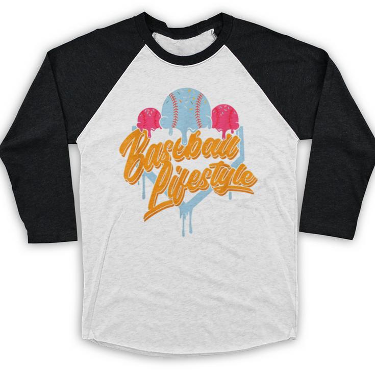 Baseball Lifestyle Home Plate Ice Cream Drip Men Boys Kids Baseball Raglan Shirt