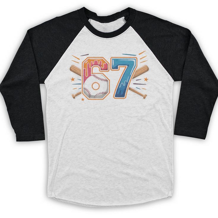 Baseball Lover Drip Number 67 Player 67th Birthday Meme Baseball Raglan Shirt