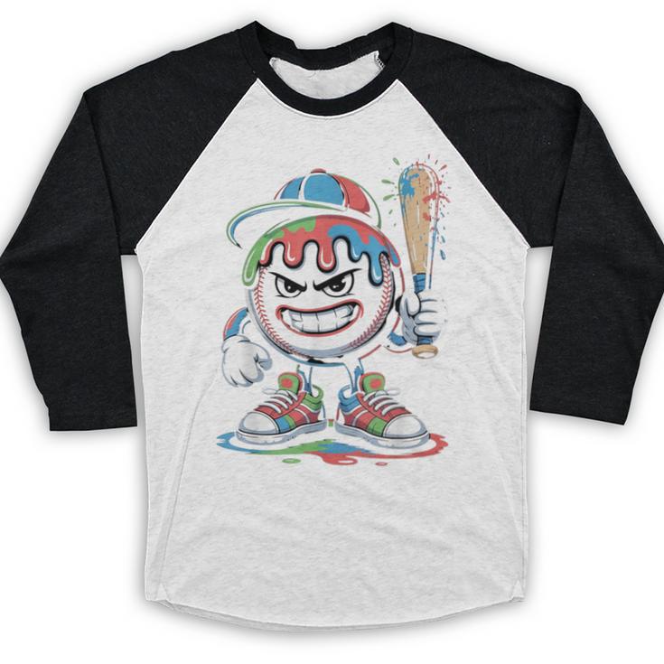 Baseball Mascot Attitude Graffiti Splash Bat Cap Baseball Raglan Shirt Baseball Mascot Attitude Graffiti Splash Bat Cap Baseball Raglan Shirt