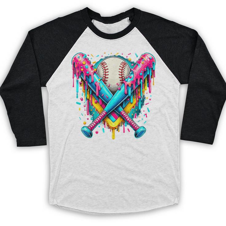 Baseball Player Ice Cream Drip Baseball Raglan Shirt Baseball Player Ice Cream Drip Baseball Raglan Shirt