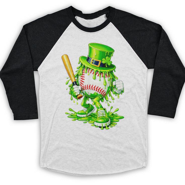 Baseball Player Ice Cream Drip Shamrocks St Patrick's Day Baseball Raglan Shirt Baseball Player Ice Cream Drip Shamrocks St Patrick's Day Baseball Raglan Shirt