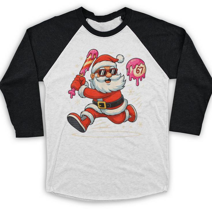 Baseball Santa 67 Baseball Christmas Pajamas Xmas Men Boy 67 Baseball Raglan Shirt