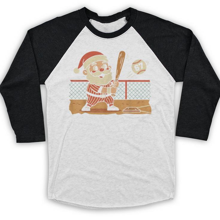 Baseball Santa 67 Christmas Xmas Boys Retro Baseball Raglan Shirt Baseball Santa 67 Christmas Xmas Boys Retro Baseball Raglan Shirt