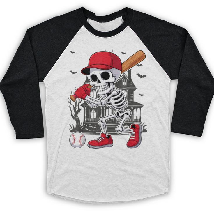 Baseball Skeleton Halloween Playing Baseball Raglan Shirt Baseball Skeleton Halloween Playing Baseball Raglan Shirt