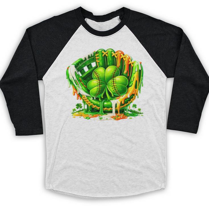 Baseball St Patricks Day Carnival Party Ice Cream Drip Boys Baseball Raglan Shirt