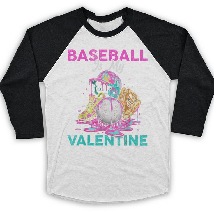 Baseball Is My Valentine Ice Cream Drip Crossed Bats Sport Baseball Raglan Shirt