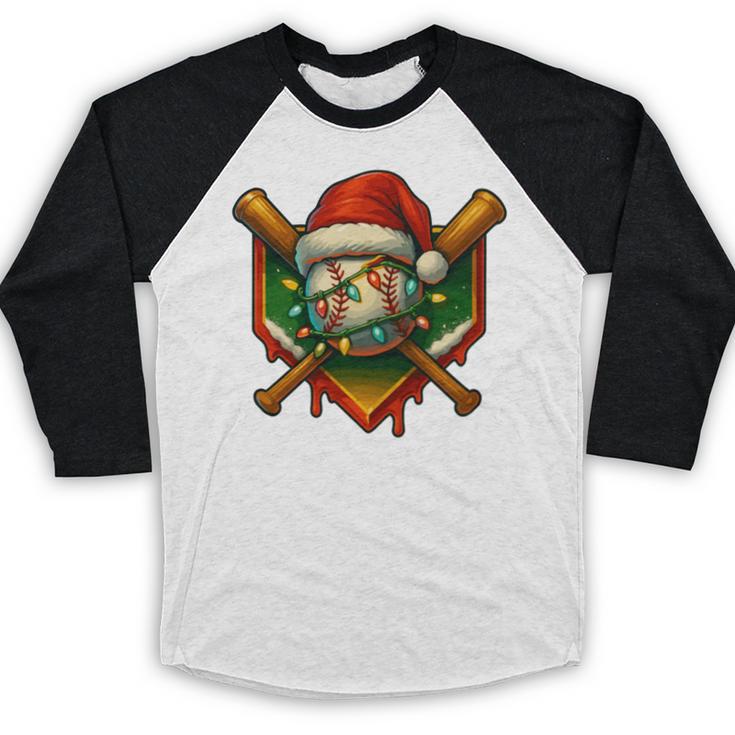 Baseball Xmas Christmas Baseball Ice Cream Drip Boys Baseball Raglan Shirt