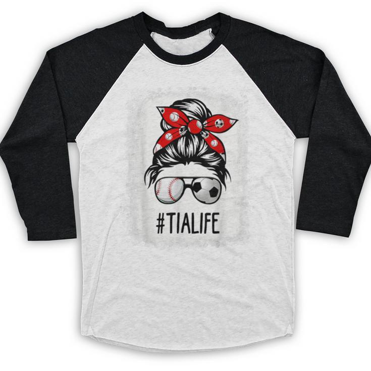 Bleached Tia Life Soccer Messy Bun Baseball Game Day Baseball Raglan Shirt
