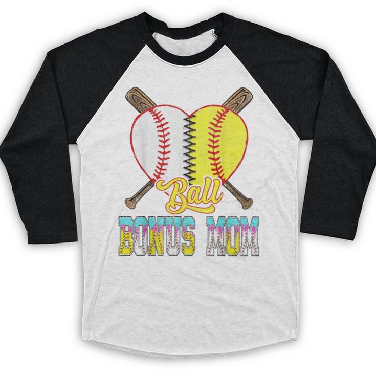 Bonus Mom Of Both Half Baseball Softball Ice Cream Drip Baseball Raglan Shirt Bonus Mom Of Both Half Baseball Softball Ice Cream Drip Baseball Raglan Shirt