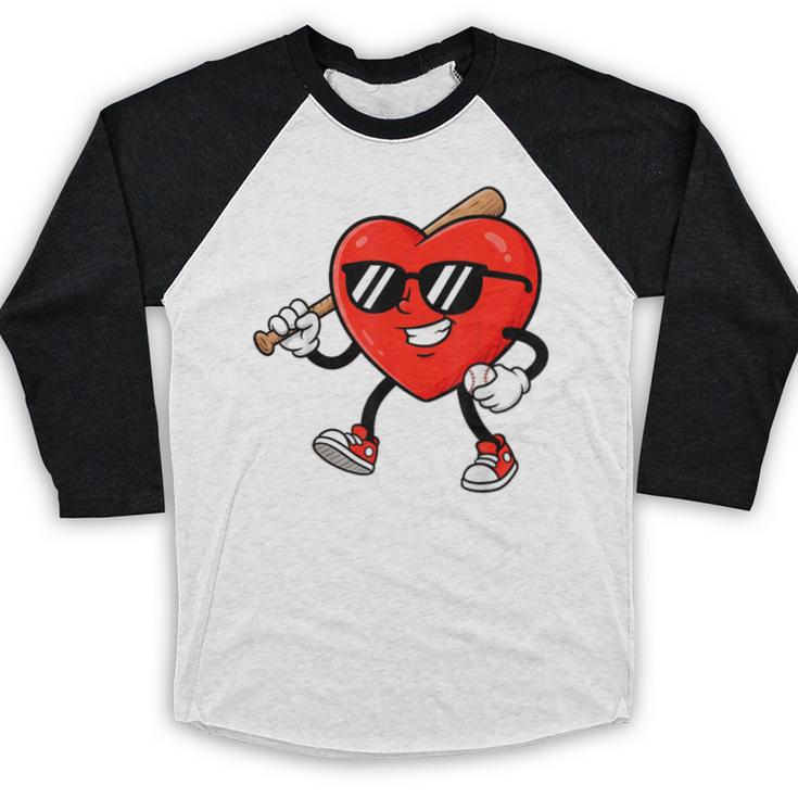 Boy Valentines Day Heart Love Baseball Boys Men Kids Baseball Raglan Shirt