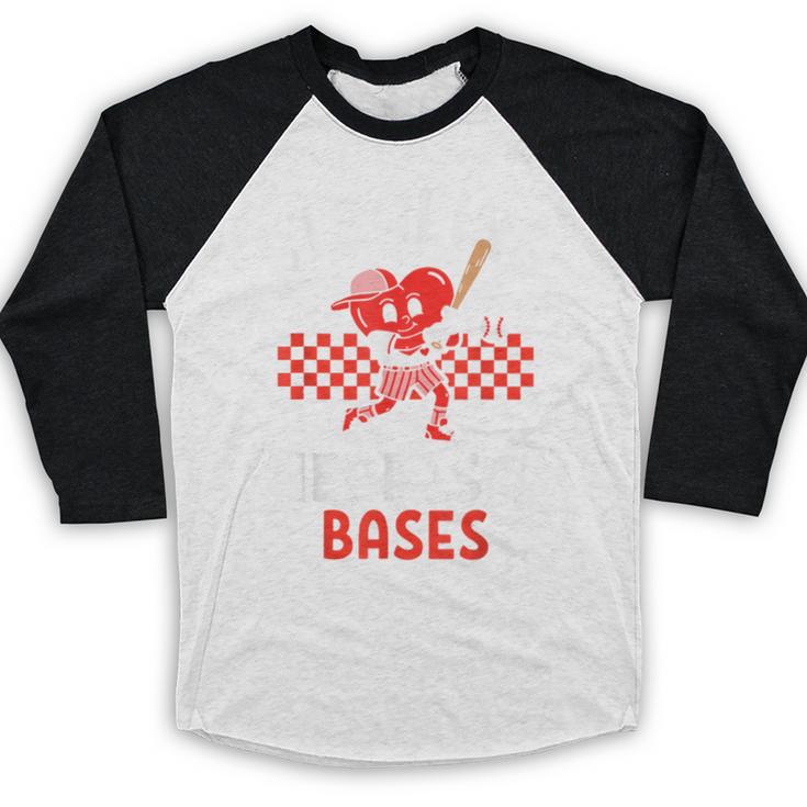 Boys Baseball Valentines Day Stealing Hearts Valentine Kids Baseball Raglan Shirt