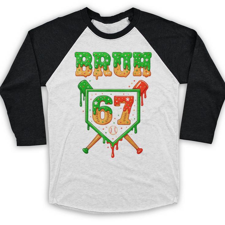 Bruh 67 Baseball Christmas Gingerbread Drip Number 67 Player Baseball Raglan Shirt Bruh 67 Baseball Christmas Gingerbread Drip Number 67 Player Baseball Raglan Shirt
