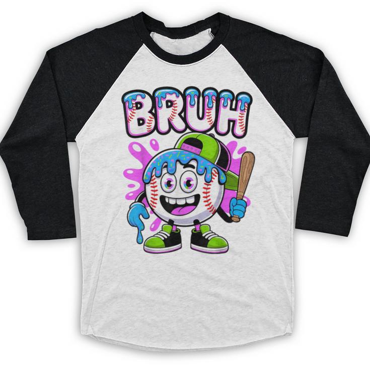 Bruh Baseball Drip Boys Youth Ice Cream Dripping Baseball Baseball Raglan Shirt Bruh Baseball Drip Boys Youth Ice Cream Dripping Baseball Baseball Raglan Shirt