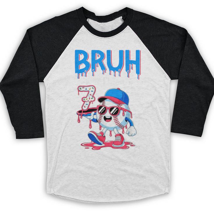 Bruh I'm 7 Baseball Ice Cream Drip It's My 7th Birthday Baseball Raglan Shirt Bruh I'm 7 Baseball Ice Cream Drip It's My 7th Birthday Baseball Raglan Shirt
