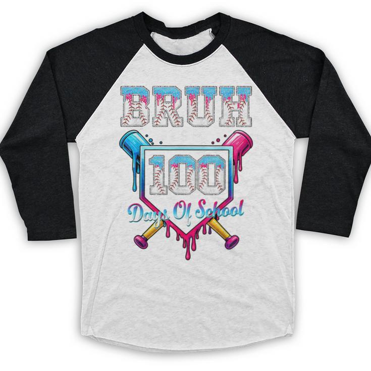 Bruh It's My 100 Days Of School Baseball Ice Cream Drip Boys Baseball Raglan Shirt Bruh It's My 100 Days Of School Baseball Ice Cream Drip Boys Baseball Raglan Shirt