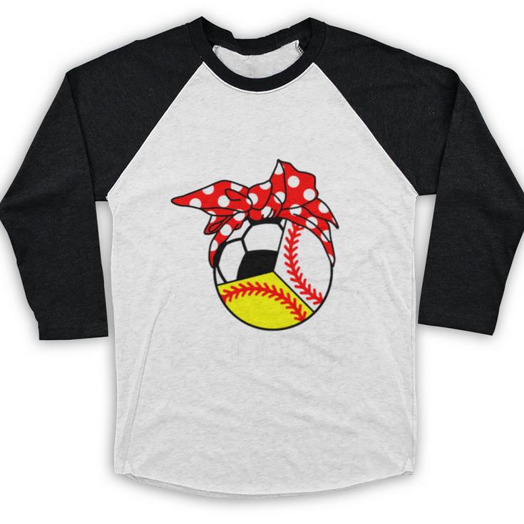 Busy Raising Ballers Baseball Softball Soccer Mom Premium Tri-Blend Baseball Raglan Shirt