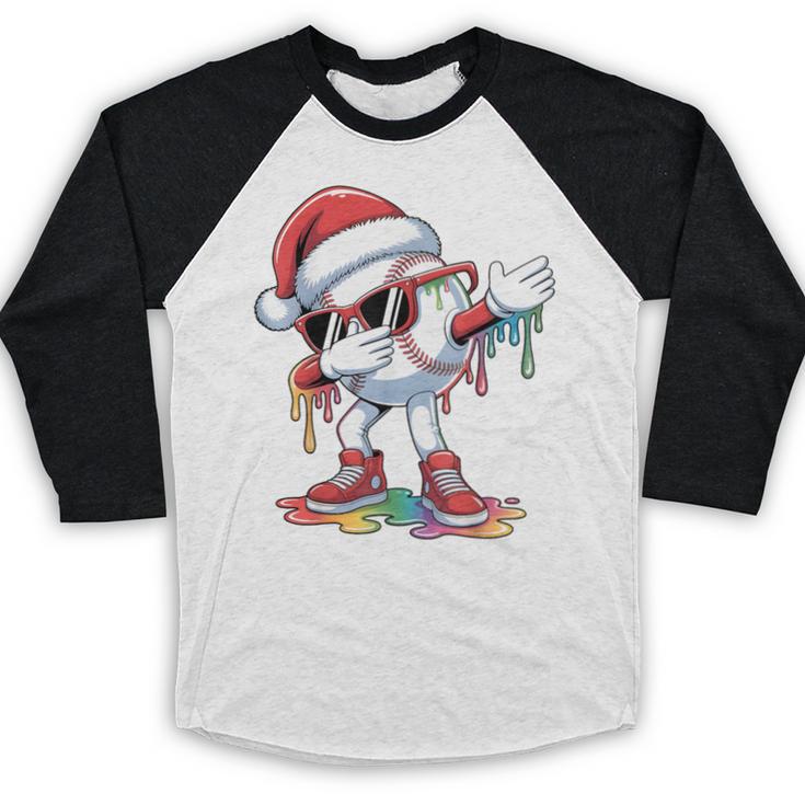 Christmas Baseball Ice Cream Dripping Santa Baseball Drip Baseball Raglan Shirt Christmas Baseball Ice Cream Dripping Santa Baseball Drip Baseball Raglan Shirt