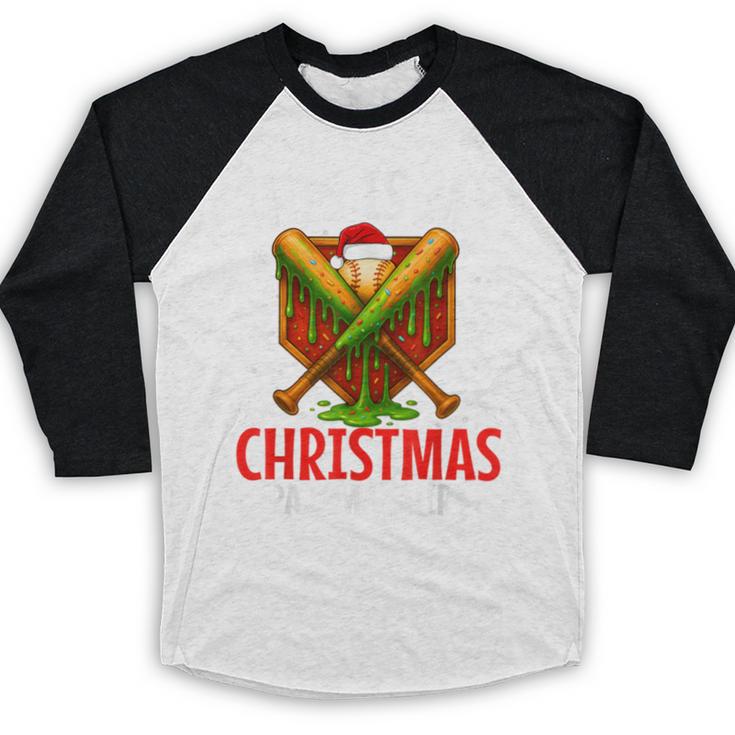 My Christmas Baseball Pajama Helmet Santa Xmas Men Boys Baseball Raglan Shirt