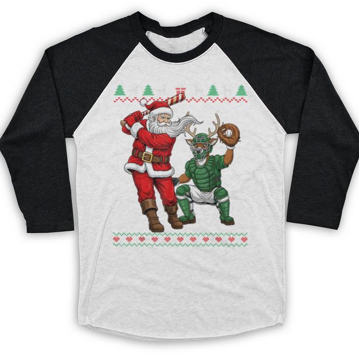 Christmas Santa Baseball Ugly Sweater Baseball Raglan Shirt