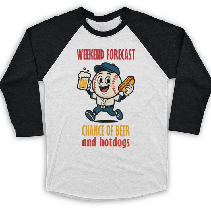 Cute Baseball Fan Weekend Forecast Change Of Beer And Hotdog Baseball Raglan Shirt Cute Baseball Fan Weekend Forecast Change Of Beer And Hotdog Baseball Raglan Shirt