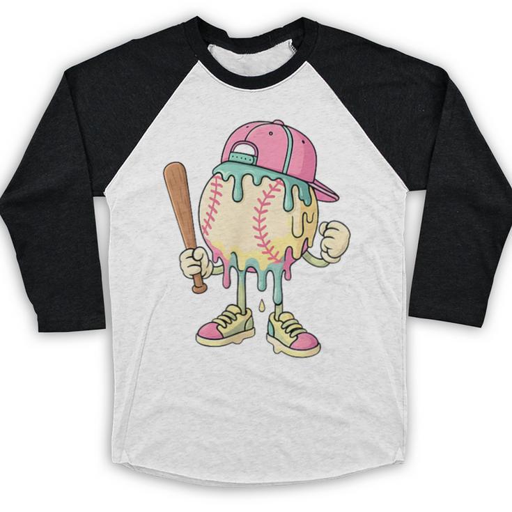 Cute Baseball Ice Cream Drip For Girls & Boys 2 Sides Baseball Raglan Shirt Cute Baseball Ice Cream Drip For Girls & Boys 2 Sides Baseball Raglan Shirt