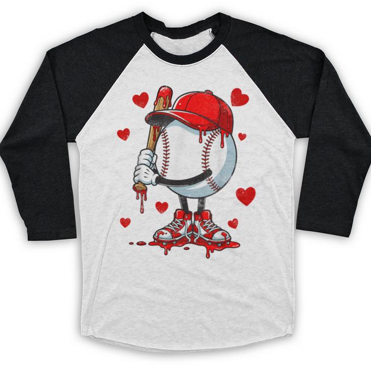 Cute Dripping Baseball Lover Valentines Day Boys Kids Baseball Raglan Shirt
