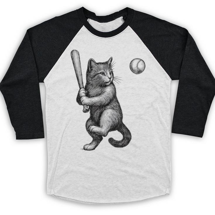 Cute Kitten Playing Baseball Hitter Bat Cool Baseball Cat Baseball Raglan Shirt Cute Kitten Playing Baseball Hitter Bat Cool Baseball Cat Baseball Raglan Shirt
