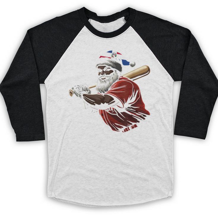 Dominican Republic Santa Christmas Baseball Beisbol Baseball Raglan Shirt Dominican Republic Santa Christmas Baseball Beisbol Baseball Raglan Shirt
