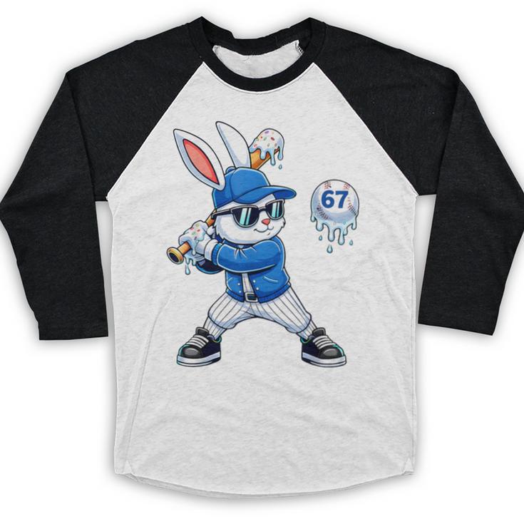 Dripping Drip Baseball Rabbit Bunny Easter Men Boy Kid Baseball Raglan Shirt